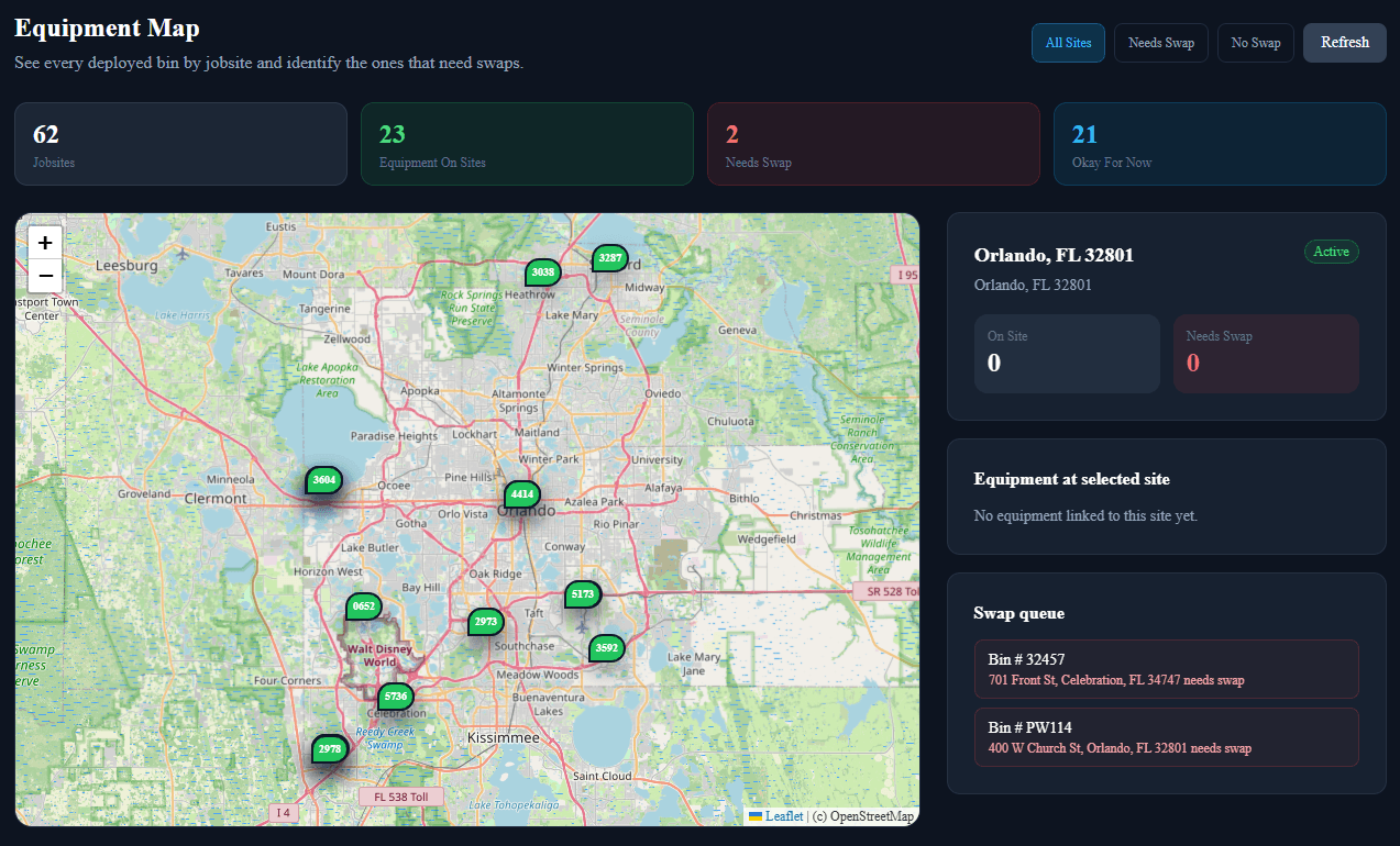 Live Equipment Map